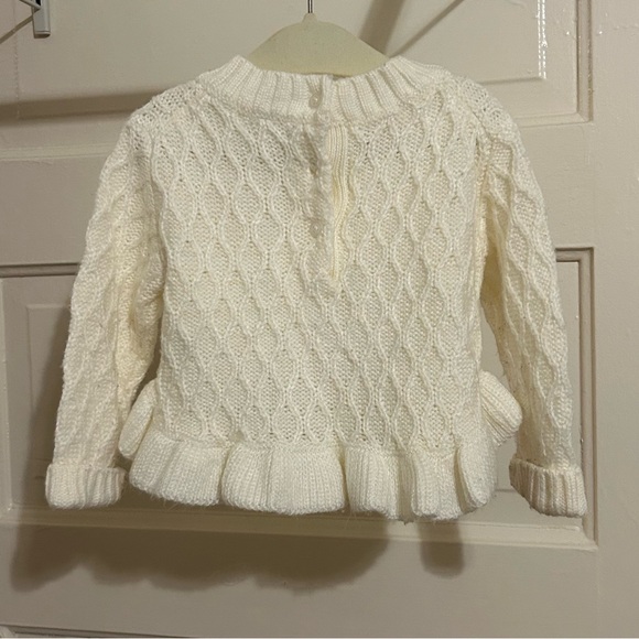 Janie and Jack Cream Cable Knit Ruffle Sweater - Picture 5 of 5